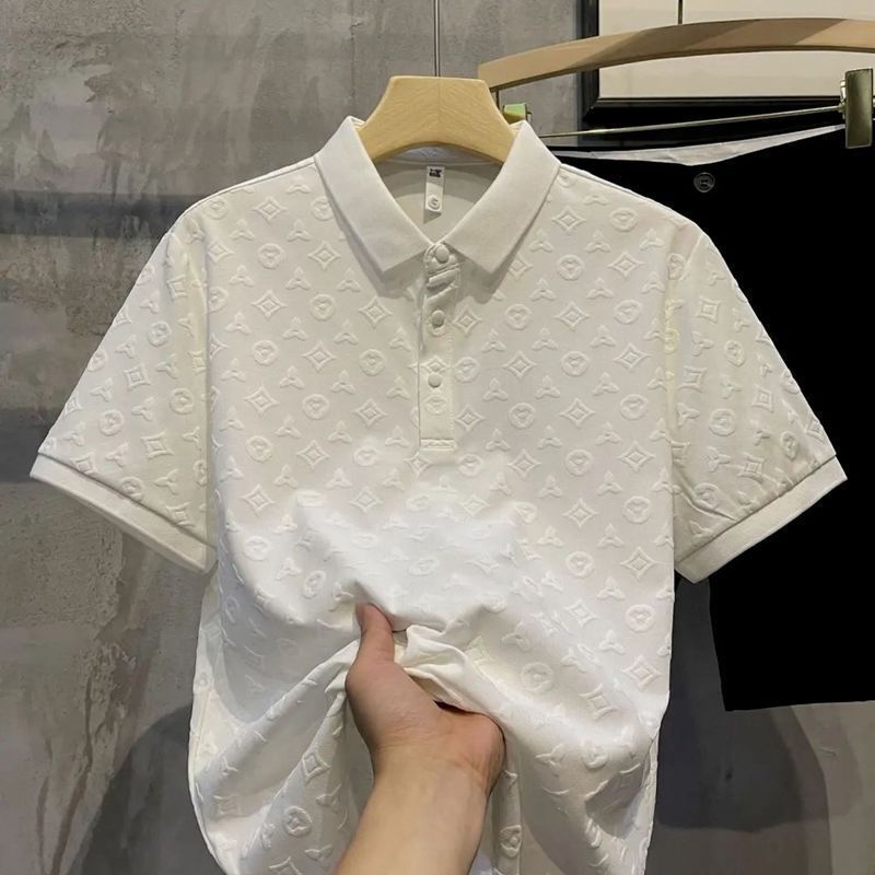 Free shipping 2025 new men's polo shirt summer loose fashion simple half-sleeve shirt casual lapel short-sleeved T-shirt large size