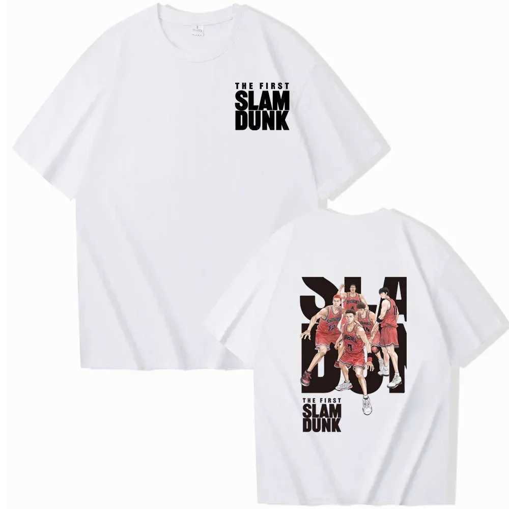 Mens Japanese Anime First Grand Slam Mens T-shirt Shohoku Basketball Team T-shirt Sakura Flower Printed Mens T-shirtXJ250328