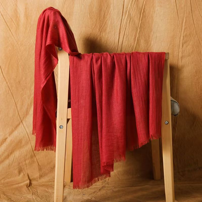 K249 Pure color light version cotton and linen women's sunscreen scarf neck scarf beach large size scarf autumn and winter warm gift scarf women