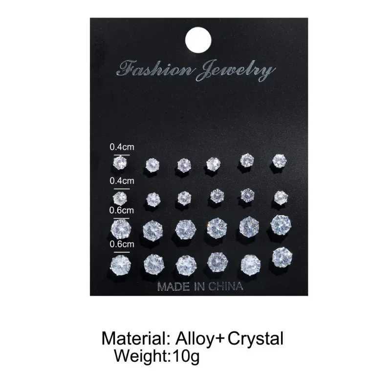 12 pairs/pack of white sparkling wedding stud earrings set suitable for women men crystal jewelry minimalist earrings jewelry giftsXJ250327
