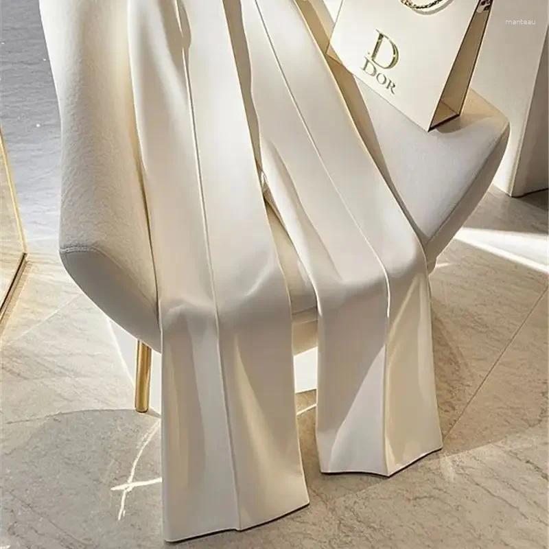 Women's Pants High End Elegant White Pant Women Spring Summer Waist Solid Color Casual Narrow Straight Legs Trousers Office Lady