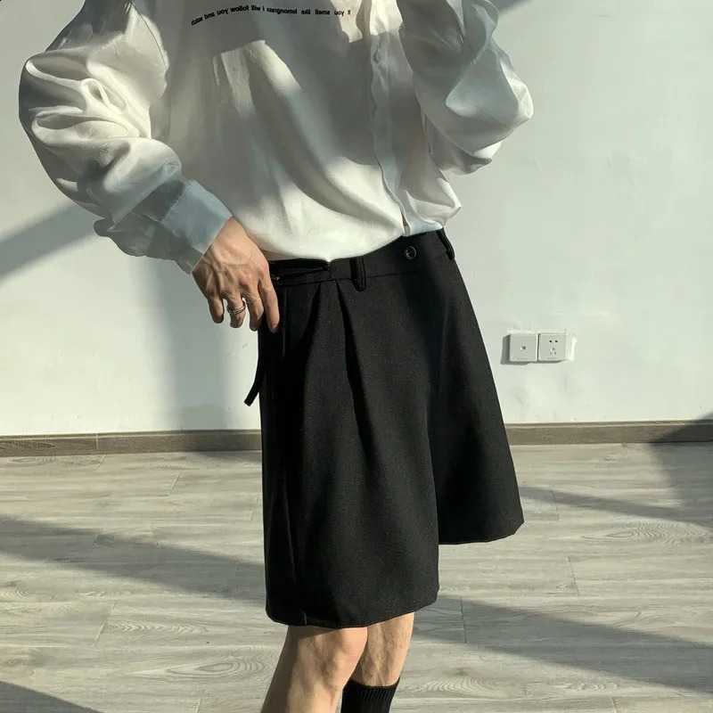 Summer Suit Shorts Men Fashion Social Mens Dress Shorts Korean Loose Business Casual Shorts Mens Grey Black Office Formal Shorts 250328
