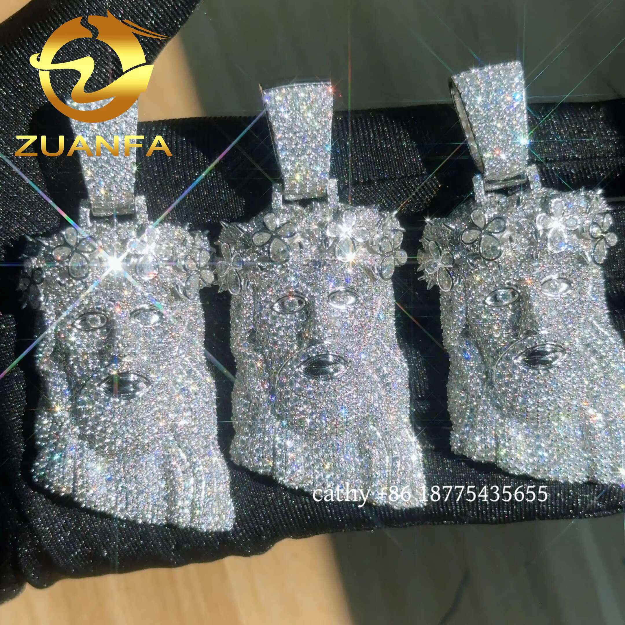 Instock 925 Sterling Silver Jesus Head VVS Moissanite Diamond Pendant Pass Diamond test Iced Out Pendant for Cuban Link Chain