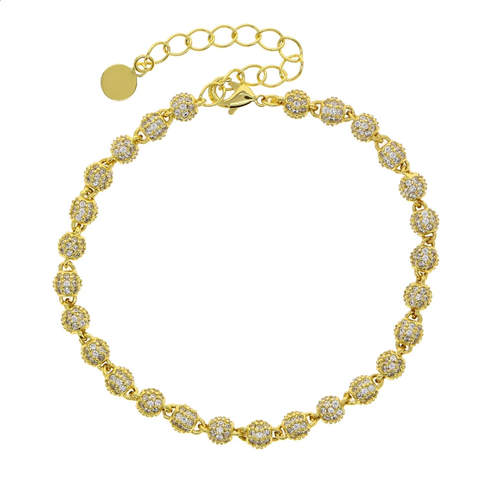 Wholesale Ice Out Shining Hip Hop Rock Mens Jewelry Micro Pave CZ Ball Bead Bracelet 250326