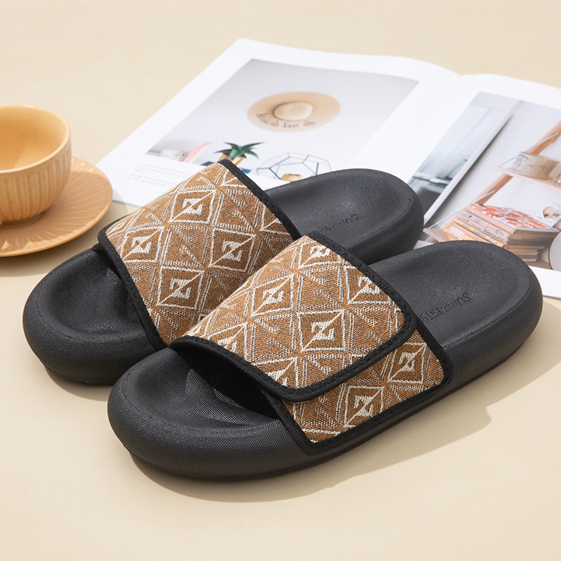 2025 summer new men's thick hot outdoor beach plaid women's fashion casual non-slip slippers soft soles comfortable scuffs unisex