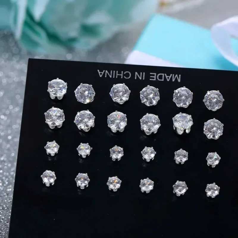 12 pairs/pack of white sparkling wedding stud earrings set suitable for women men crystal jewelry minimalist earrings jewelry giftsXJ250327