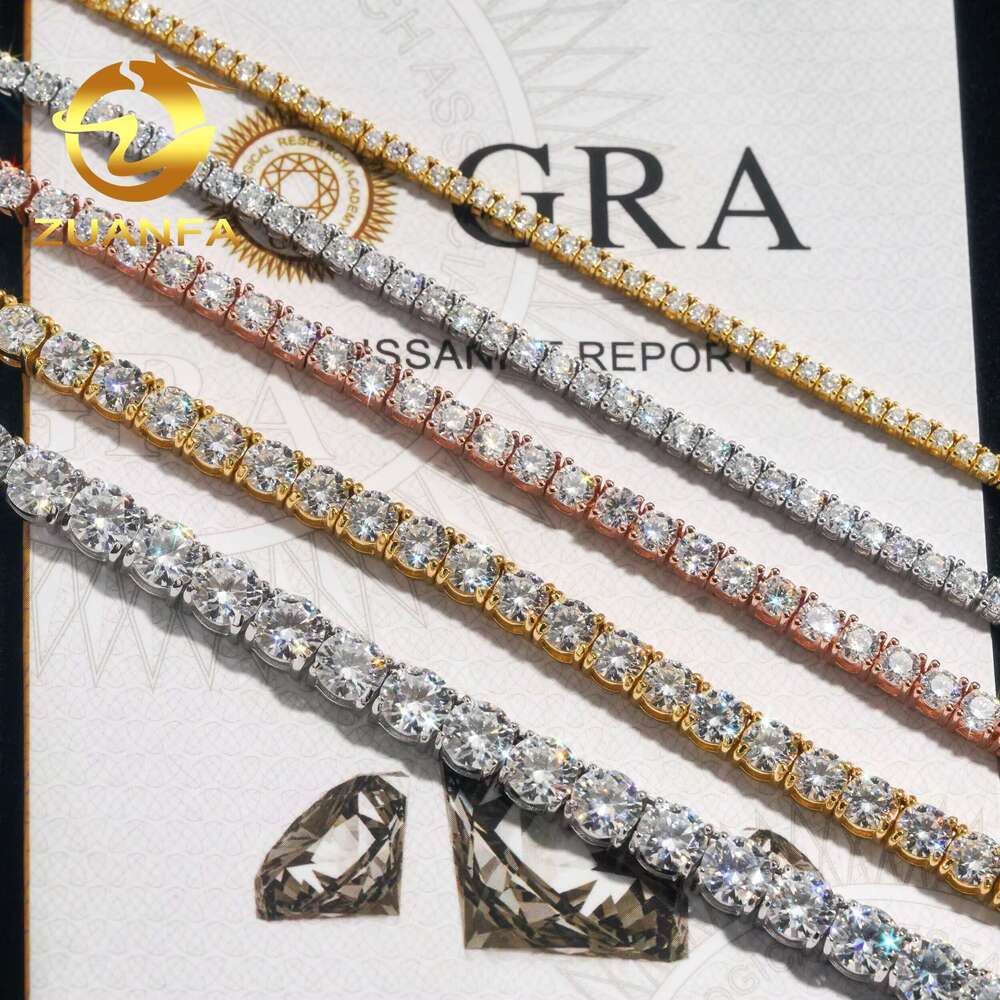 Factory Price Bracelet Necklace Pass Tester Vvs Moissanite Hip Hop Jewelry Sier Lab Dia Tennis Chain