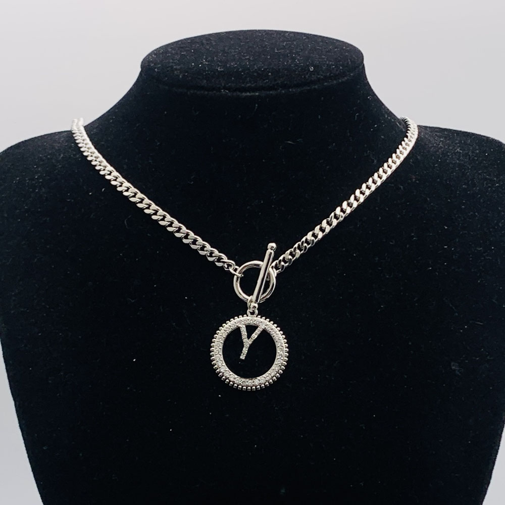 Classic Letter Pendants Necklaces 18k Gold Plated Copper Crystal Heart Pendant Necklace Lots Choker Chain Jewelry Accessories