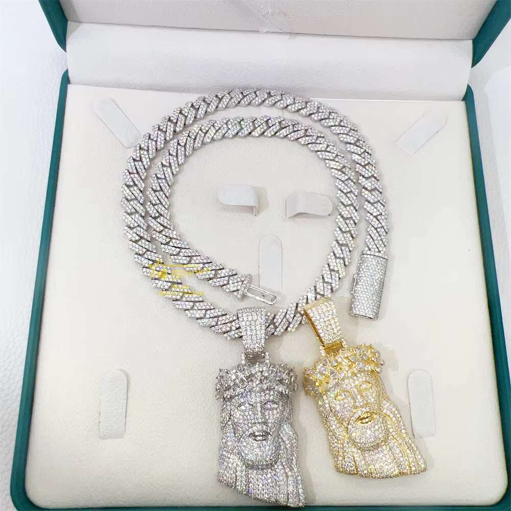 925 Sterling Siver Sparkle Fancy Shape Cluster Custom Mens GRA Moissanite Vvs Jesus Head Hip Hop Jewelry Iced Out Pendant