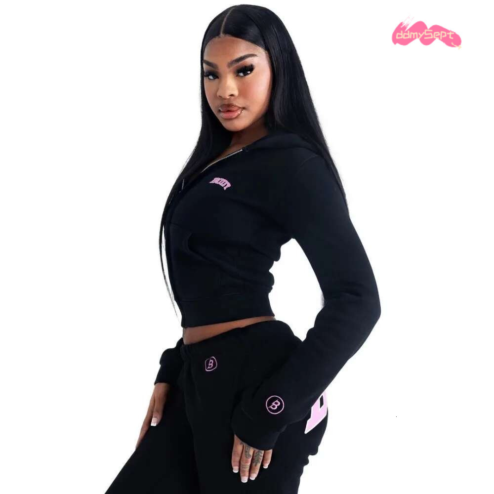 2025 Fashionable Embroidered Women's Thickened Sweatshirt Suit Casual Style Autumn/Winter Collection Chinese Mainland Origin ddmySept