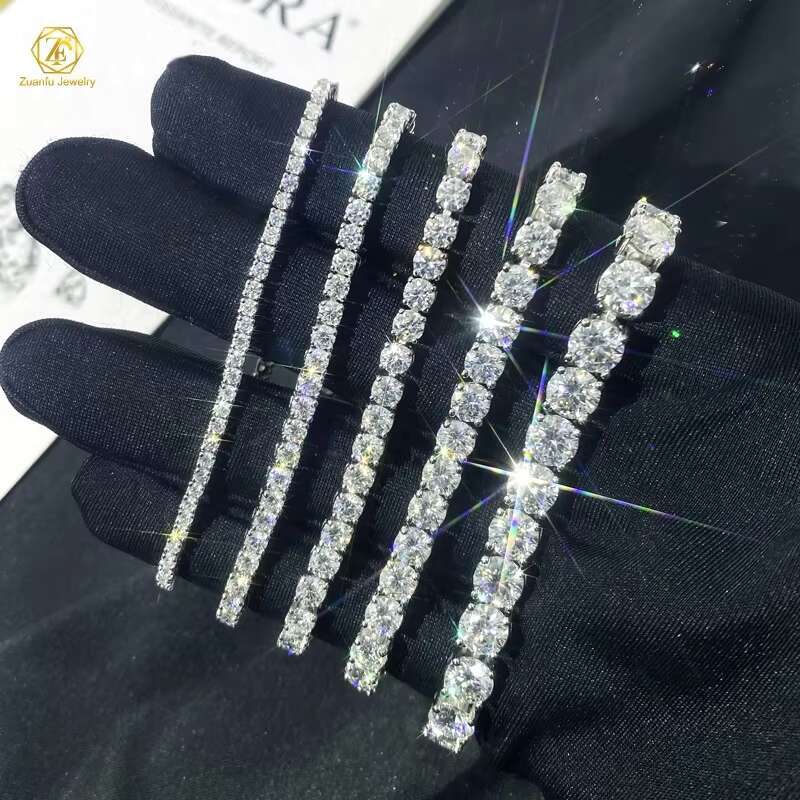 Ready to Ship 2mm 3mm 4mm 5mm 6.5mm GRA Certified VVS Moissanite Women Tennis Bracelet 925 Sterling Silver