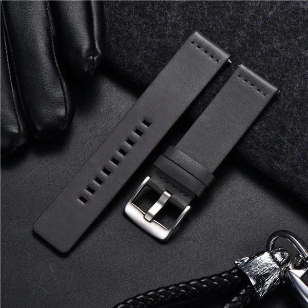 Leather Watchband Black Dark Brown Blue Calfskin Leather Watch Strap Italian 24mm Quick Release Watch Belt