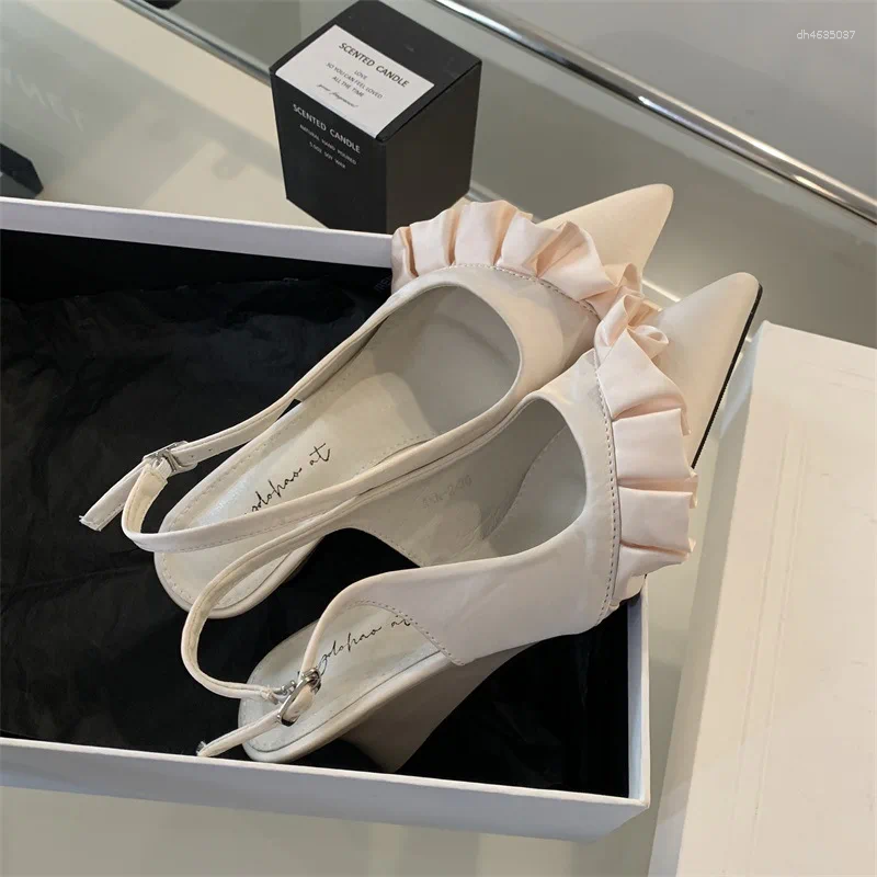 Sandals Shallow Mouth Round Toe Shoes Pointed Heel Suit Female Beige 2025 Women's Clear Black Girls Flat Comfort Fashion Rub hurenlakeshoes