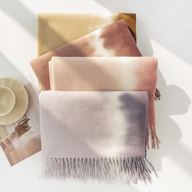 K246 Celebrity style cashmere feel scarf autumn and winter Korean imitation cashmere girls high-end 2024 shawl warm neck scarf