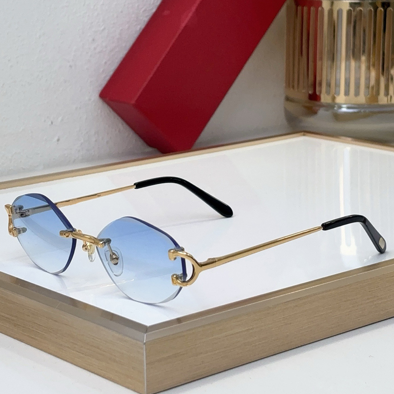 Womens Sunglasses Diamond Cut Decor Sunglasses 0092 Designer Sunglasses Rhombus Small frame Sunglasses For Women Classic Vintage Frameless Sun Glasses UV400