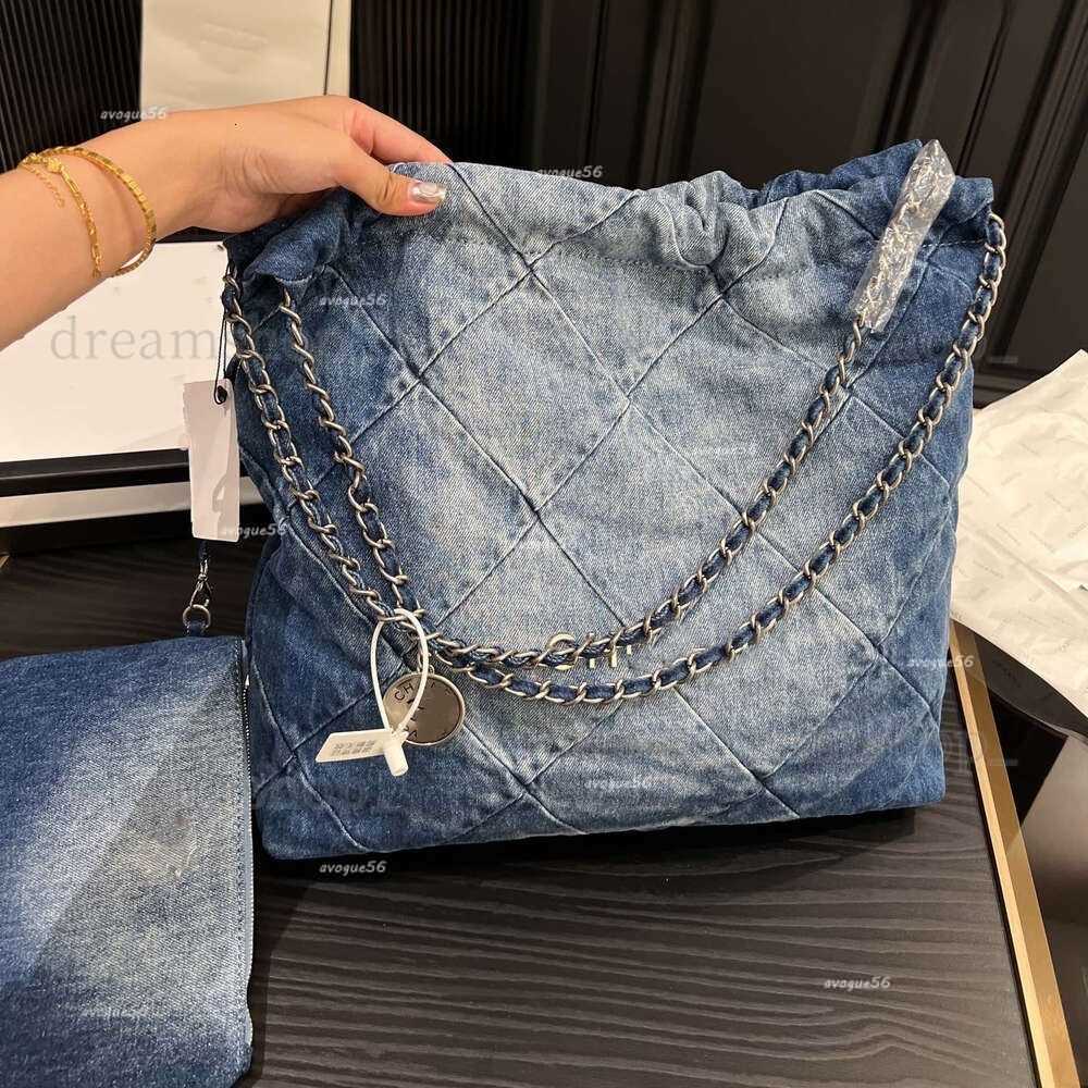 Shoulder Bags Denim Bag CC Letter Ladies Shoulder Bag Genuine Leather Drawstring Handbag Gold or Silver Chain Tote Bag Travel 22 Bag Luxury Bag Brands
