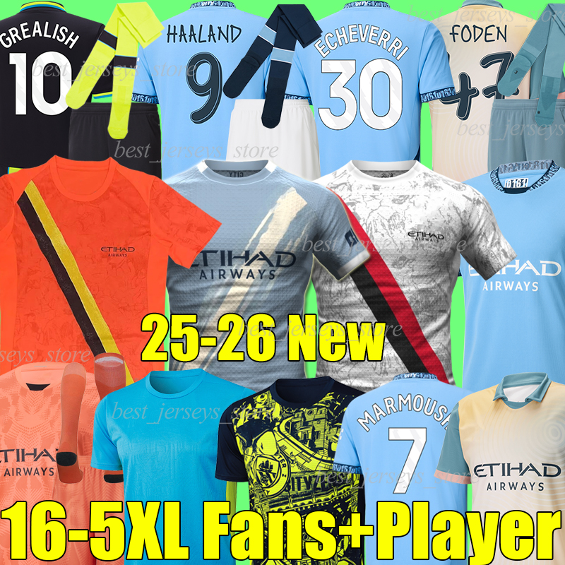5XL 24/2025/26 HAALAND ECHEVERRI soccer jerseys MARMOUSH FODEN DOKU GREALISH DE BRUYNE BERNARD SAVINHO KOVACIC GUNDOGAN MAN CITY NICO football shirt men kids kit sock