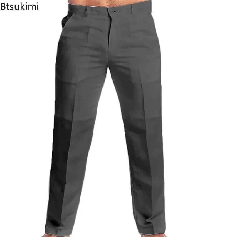 New Arrival New retro mens cotton linen pants breathable and comfortable soft mens Trouser fashionable loose straight pants mens pure cotton casual pa