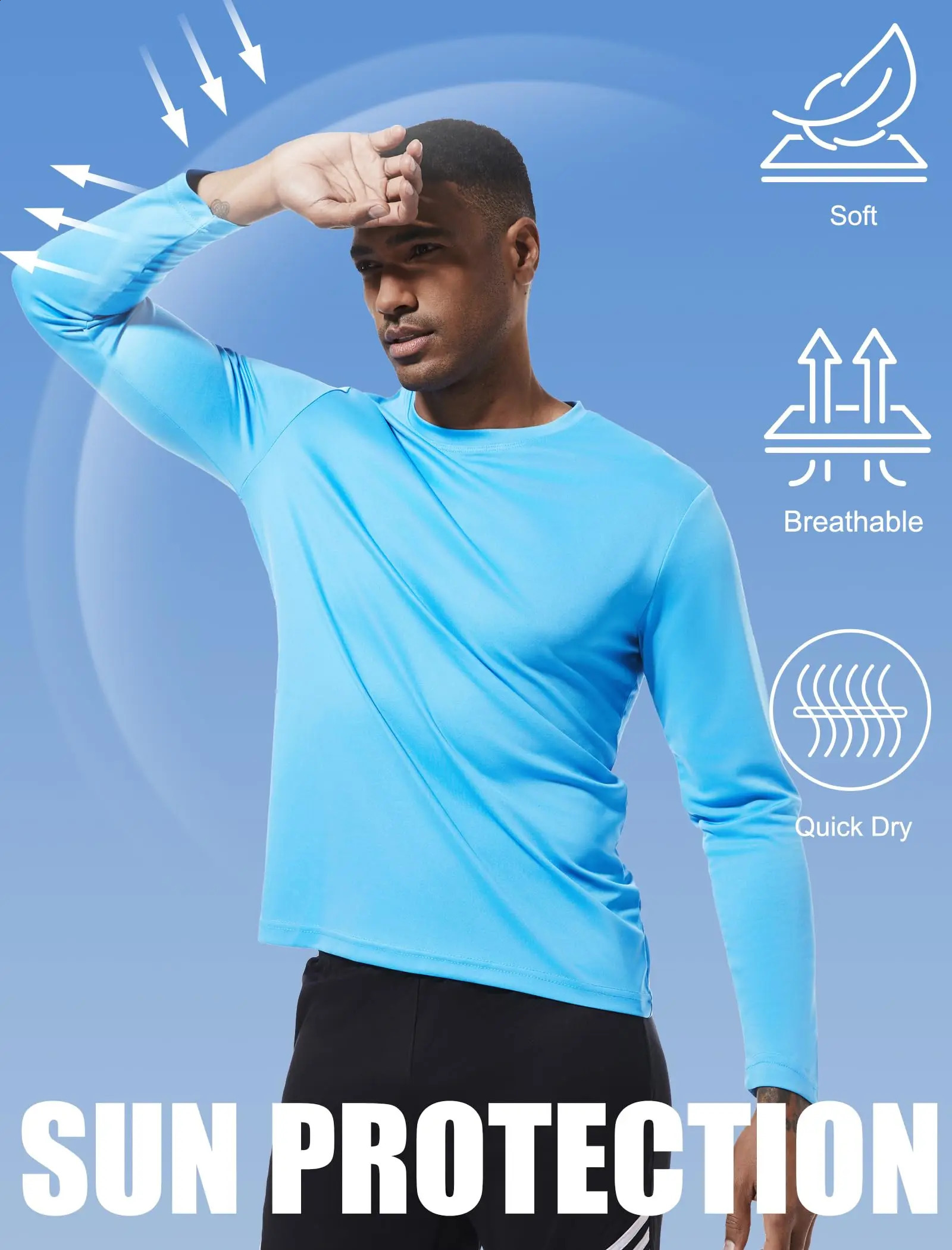 5 packs of long sleeved mens moisturizing Wicking Tshirt sports and casual 250327
