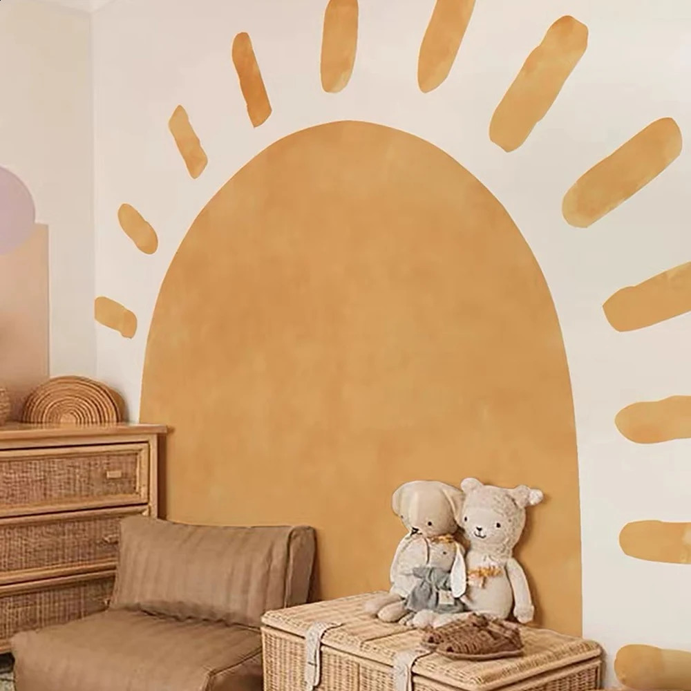 Boho Sun Fabric Wallpaper Kids Wall Stickers Nursery Self-Adhesive Kindergarten Children Babys Room Bedroom Home Decor 250328