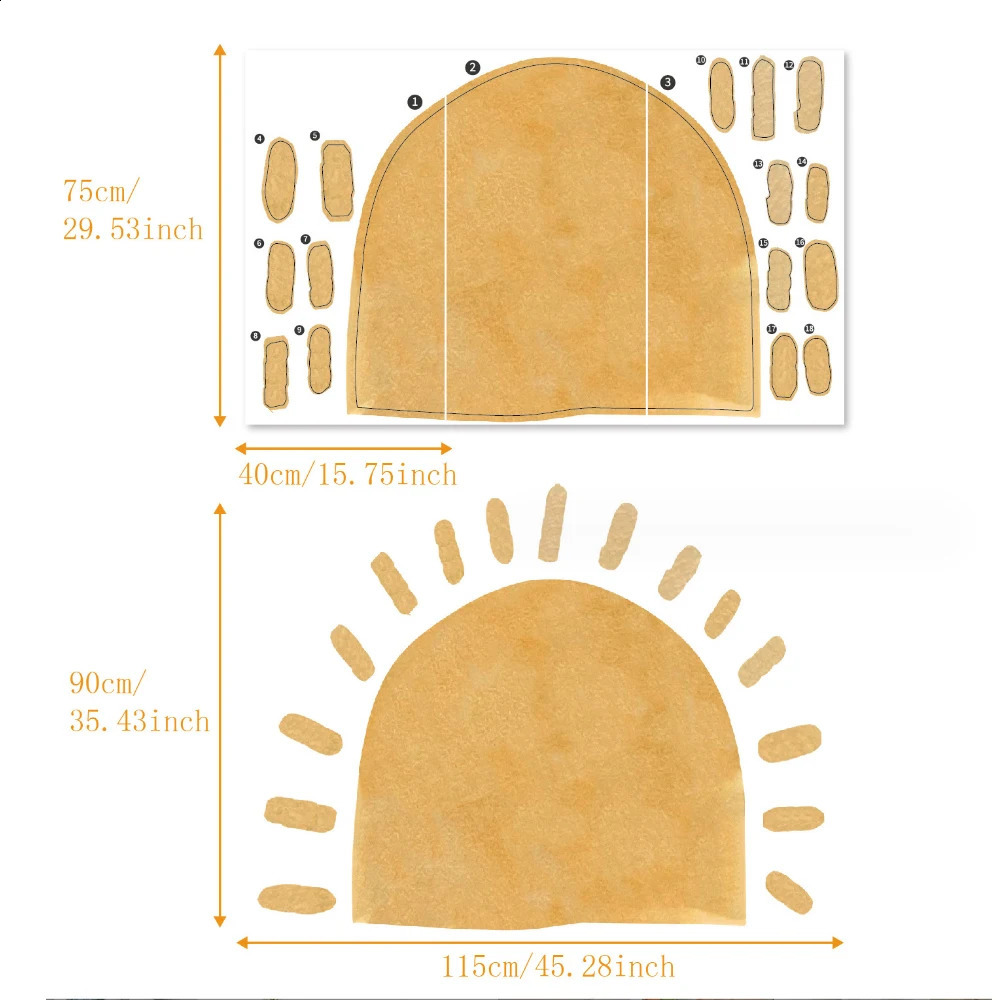 Boho Sun Fabric Wallpaper Kids Wall Stickers Nursery Self-Adhesive Kindergarten Children Babys Room Bedroom Home Decor 250328