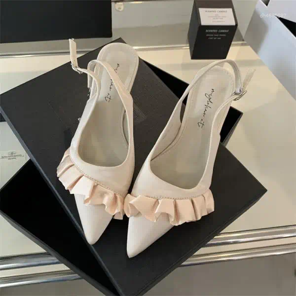 Sandals Shallow Mouth Round Toe Shoes Pointed Heel Suit Female Beige 2025 Women's Clear Black Girls Flat Comfort Fashion Rub hurenlakeshoes