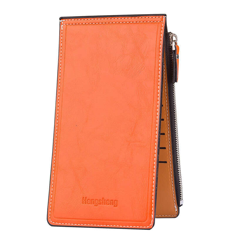 Hengsheng Oil Wax Skin Wallet Multi slot Card Clip Women's Thin Phone Bag Straight