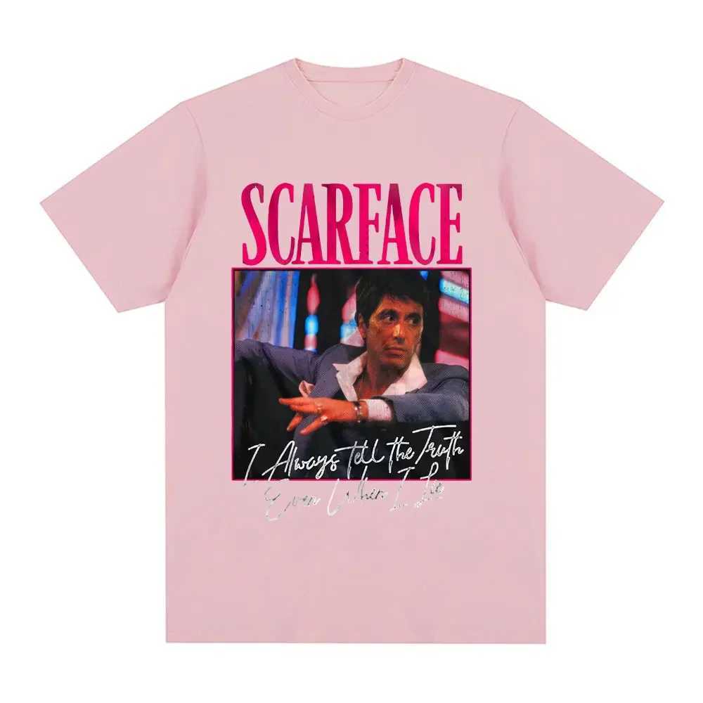 Scarface movies always tell the truth even if I lie Tony Montana graphic T-shirt mens retro punk oversized T-shirtXJ250328