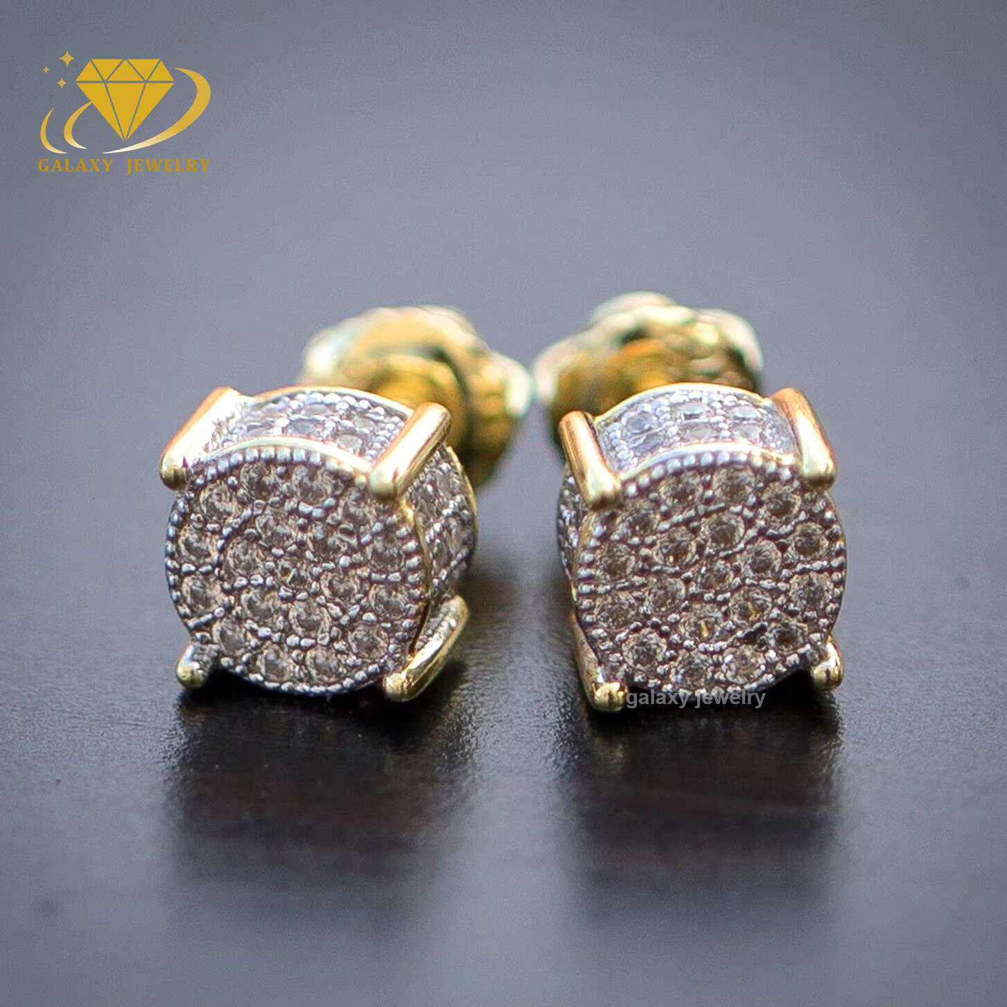 Hip Hop Mens Round Screw Back 925 Sterling Silver Micro Pave 4 Prong Moissanite Round Stud Small Earrings