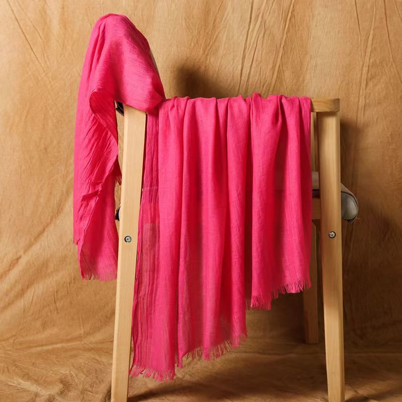 K249 Pure color light version cotton and linen women's sunscreen scarf neck scarf beach large size scarf autumn and winter warm gift scarf women