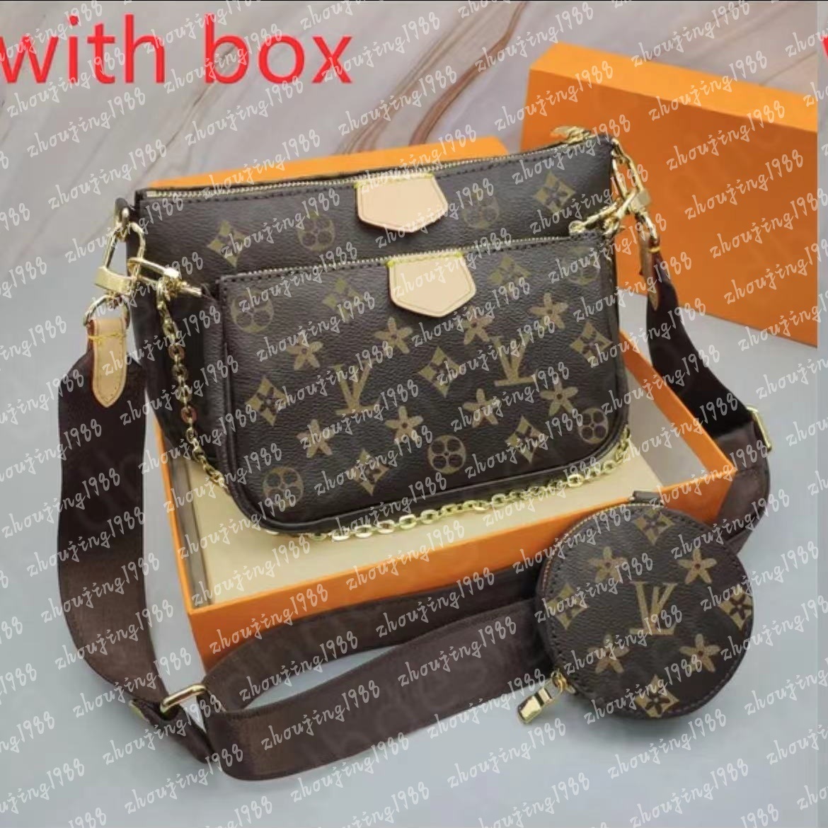 Designer Women Bag Handbag woman Original Box Date code Purse clutch shoulder messenger cross body serial number three in one flower M44813