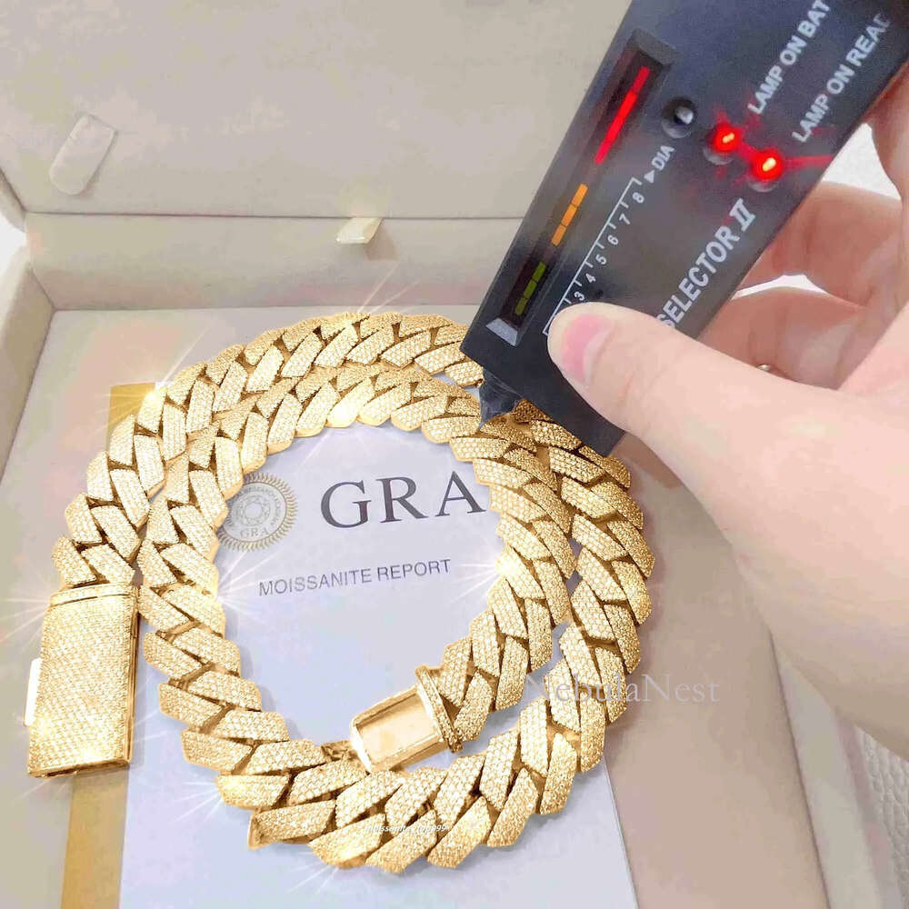 20MM Width Soild Sier Iced Out Moissanite Cuban Chain Necklace for Men's necklace Free delivery