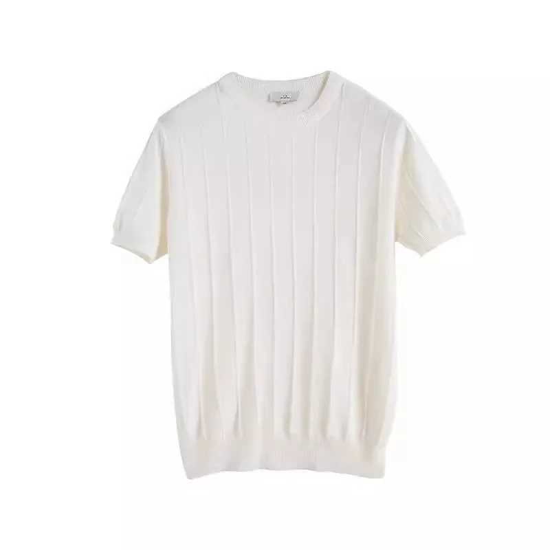 Luxury Knitted T-shirt Mens Summer New Round Neck Short Sleeve Korean Edition Bottom Top KnittedXJ250328