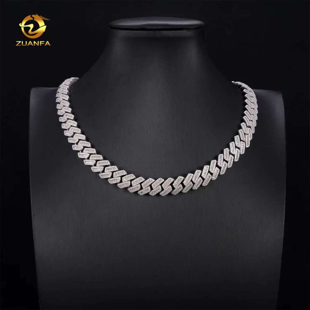 Hip Hop Jewelry 12Mm 10K White Gold Pyroxene French Long Stick Mens Chilled Cuban Chain Passes The Tester