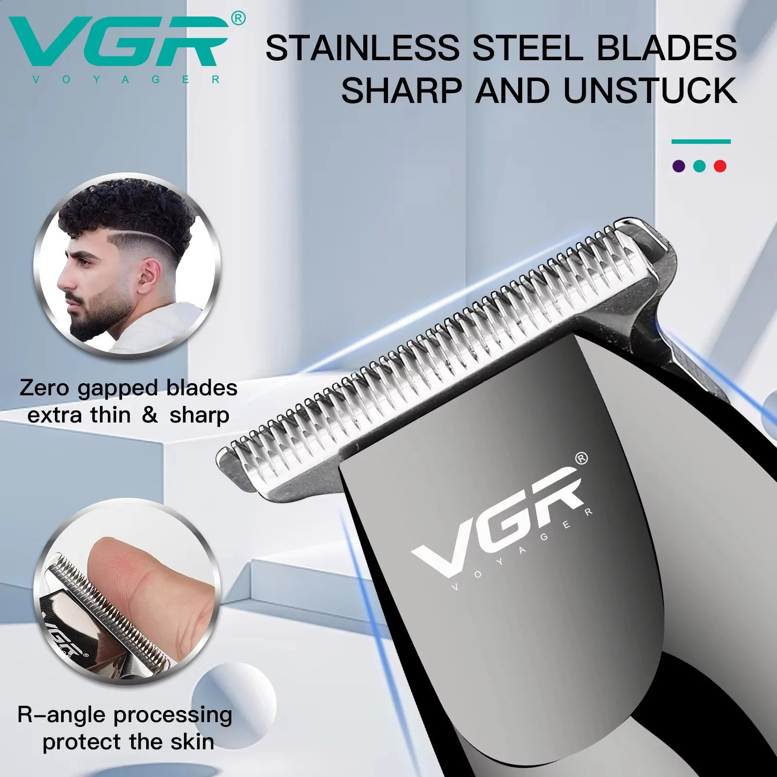 VGR Barber Professional Barber Rechargeable Barber Trimming Cordless Electric Mens Zero Clipper V-030 250326
