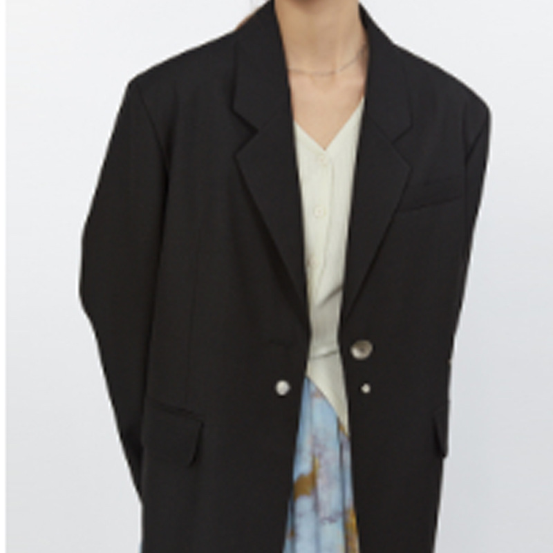 X327Female Student Uniform Jacket - Black Shortsuit with Long Sleeves and Unique Style
