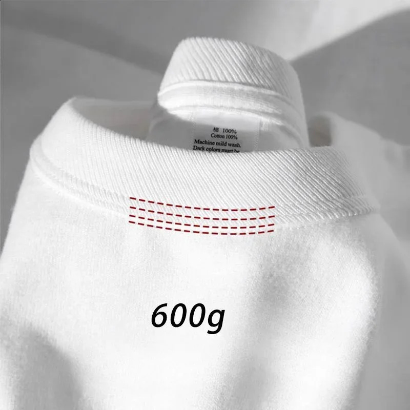 600grams 100% Cotton Men Oversized Heavyweight T Shirt Summer Women Short Sleeve Top Casual Mens Tees 250327