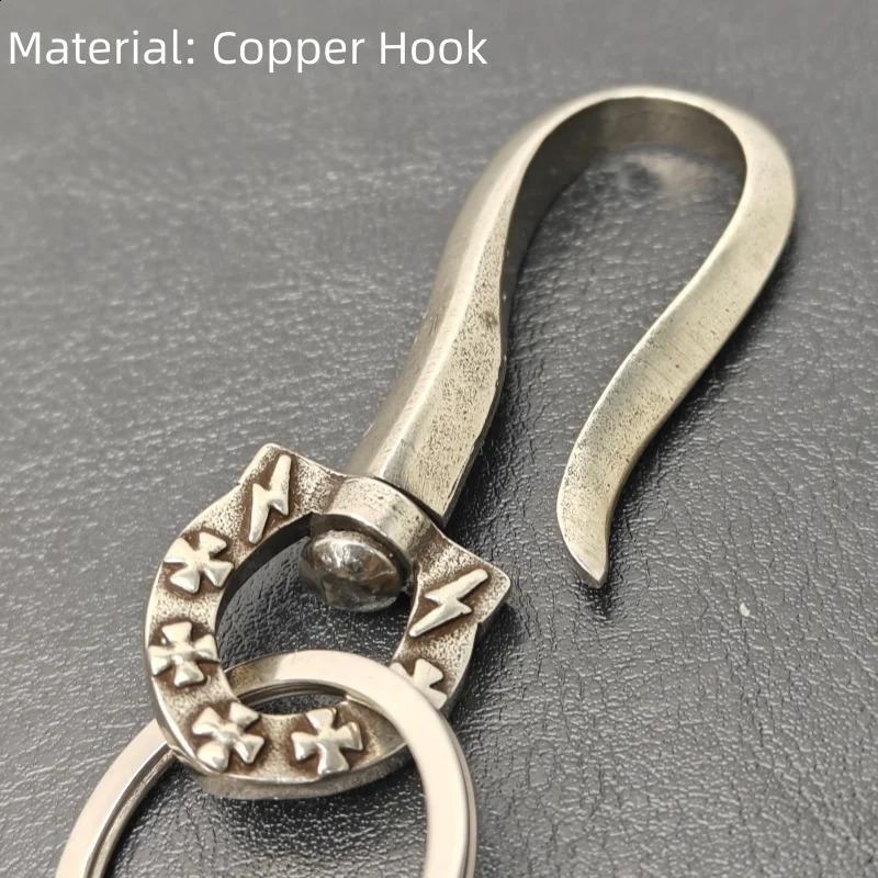Copper Hook Round Beaded Pant Chain Black Punk Style Single Waist Retro Accessory y2k Silver Stainless Steel Keychain 250325