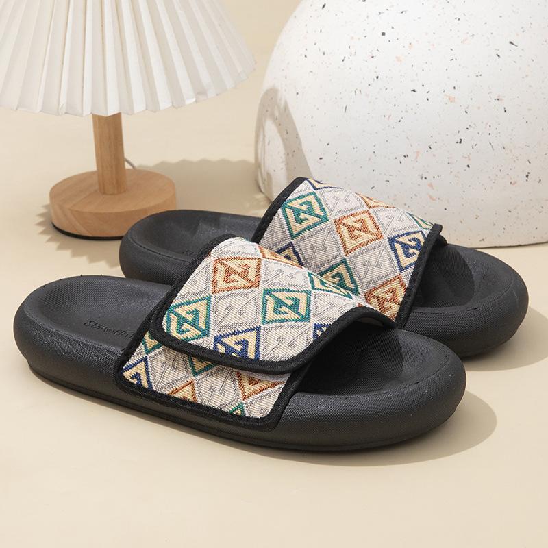 2025 summer new men's thick hot outdoor beach plaid women's fashion casual non-slip slippers soft soles comfortable scuffs unisex