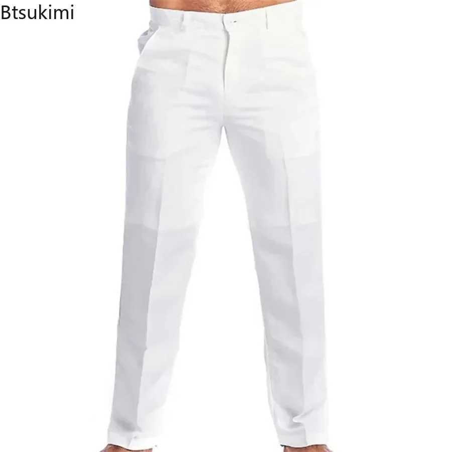 New Arrival New retro mens cotton linen pants breathable and comfortable soft mens Trouser fashionable loose straight pants mens pure cotton casual pa