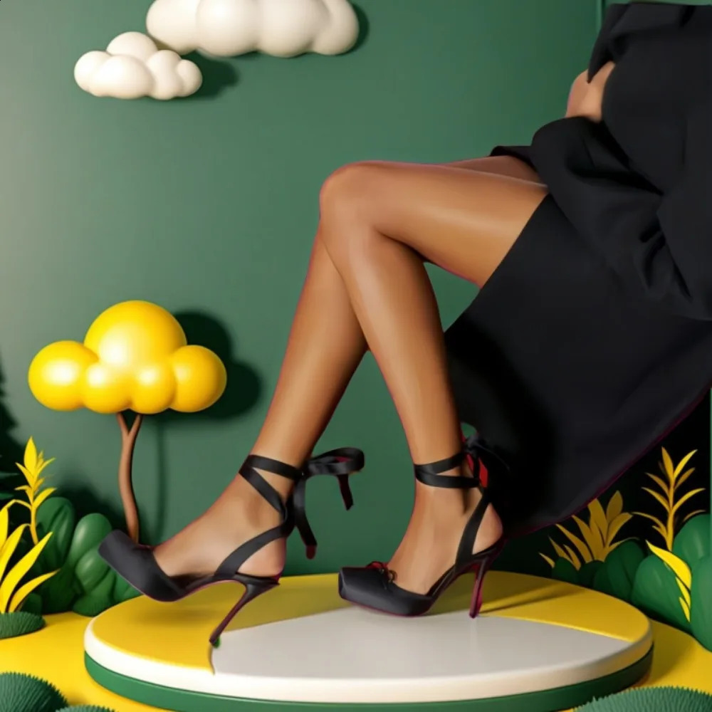 Spring Square Toe High Heels Bow Knot Peep Toe Platform Sandals for Women Sexy Evening Party Club Wedding Shoes 250326