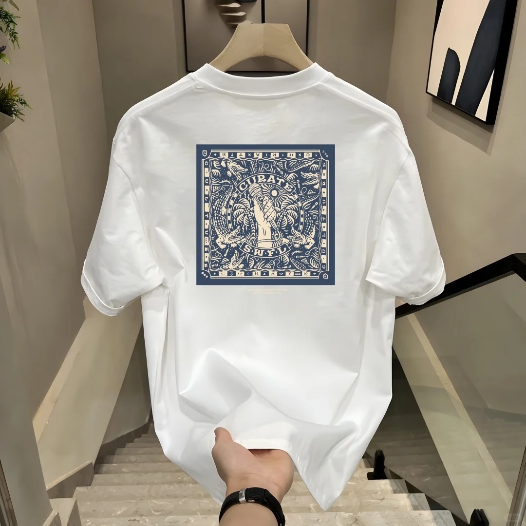 High-quality cotton men's hot short sleeve T-shirt 2025 summer new casual crewneck T-shirt sports shirt fashion everything