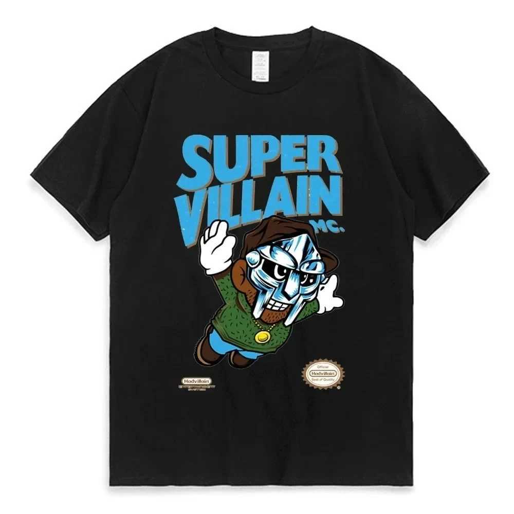 Singer Mf Doom Madlib Madvilla Double sided Graphic T-shirt Top Mens Loose Hip Hop T-shirt Womens Wool Cotton T-shirtXJ250328