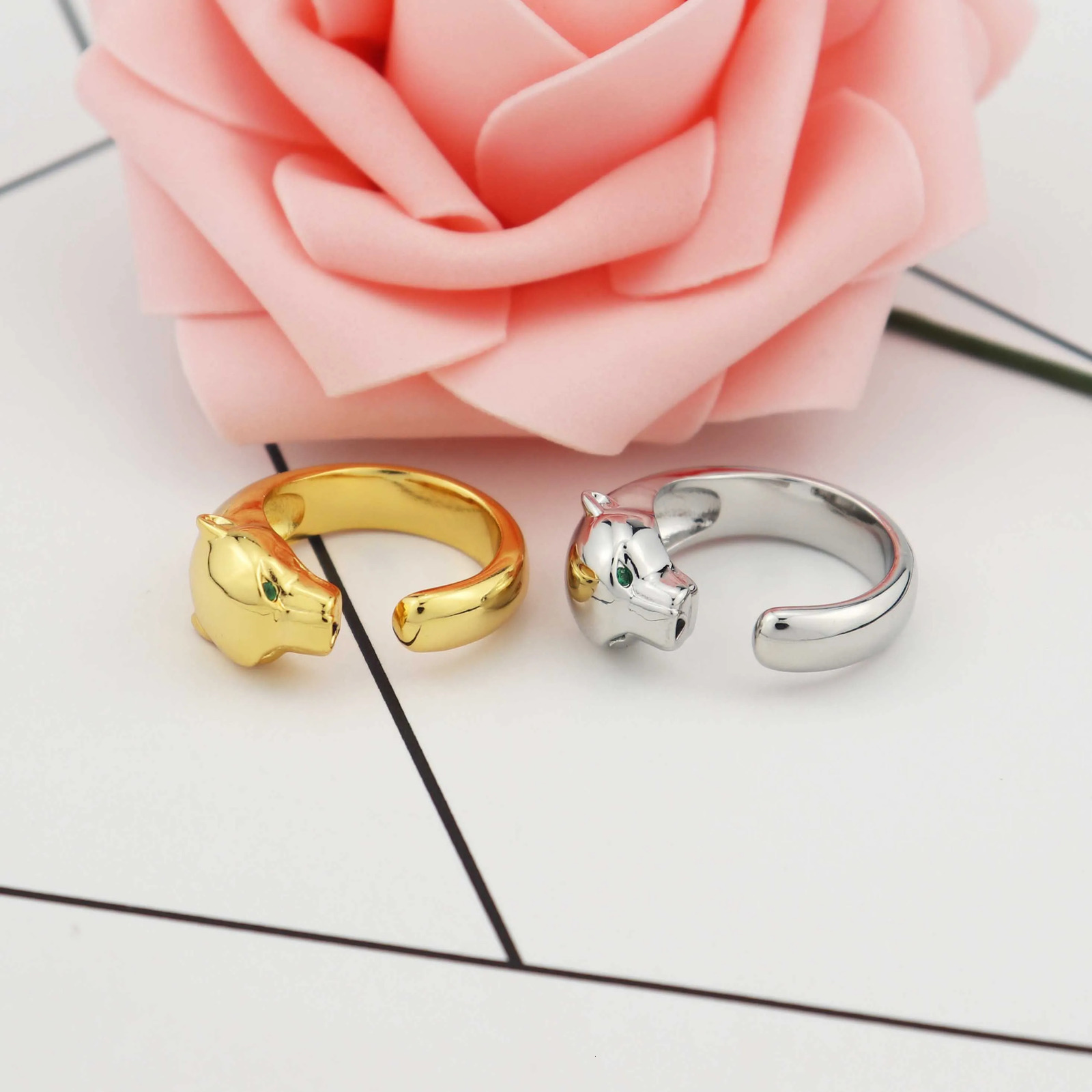 Fashion 18k gold plated copper jewelry ring panther ring jewelry 250328