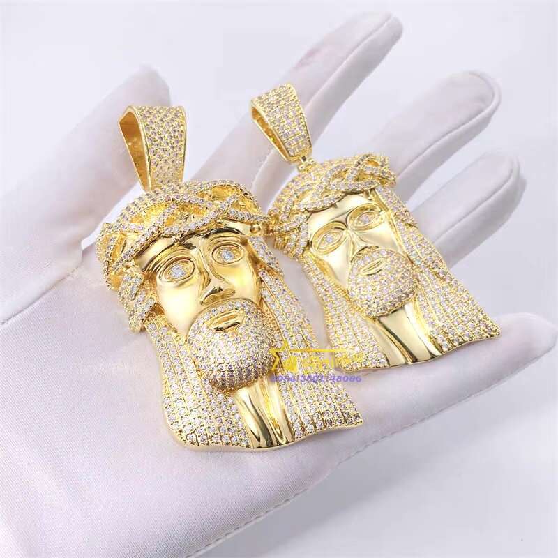 Big XL Size Hip Hop Jewelry Pendant Jesus Face VVS d Color Moissanite Diamond Custom Iced Out Pendants