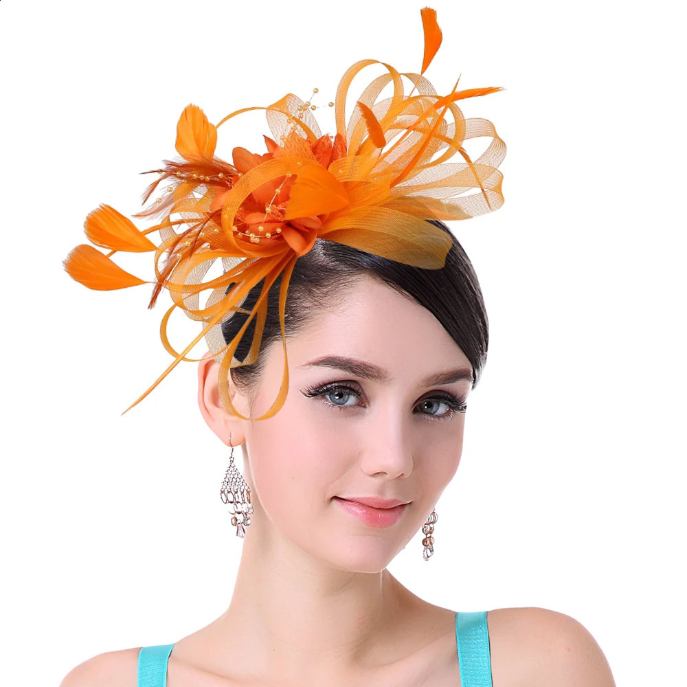 Women Ladies Fascinator Headband with a ClipReversible Feather kentucky Cocktail Tea Party Hat Headwear 250306