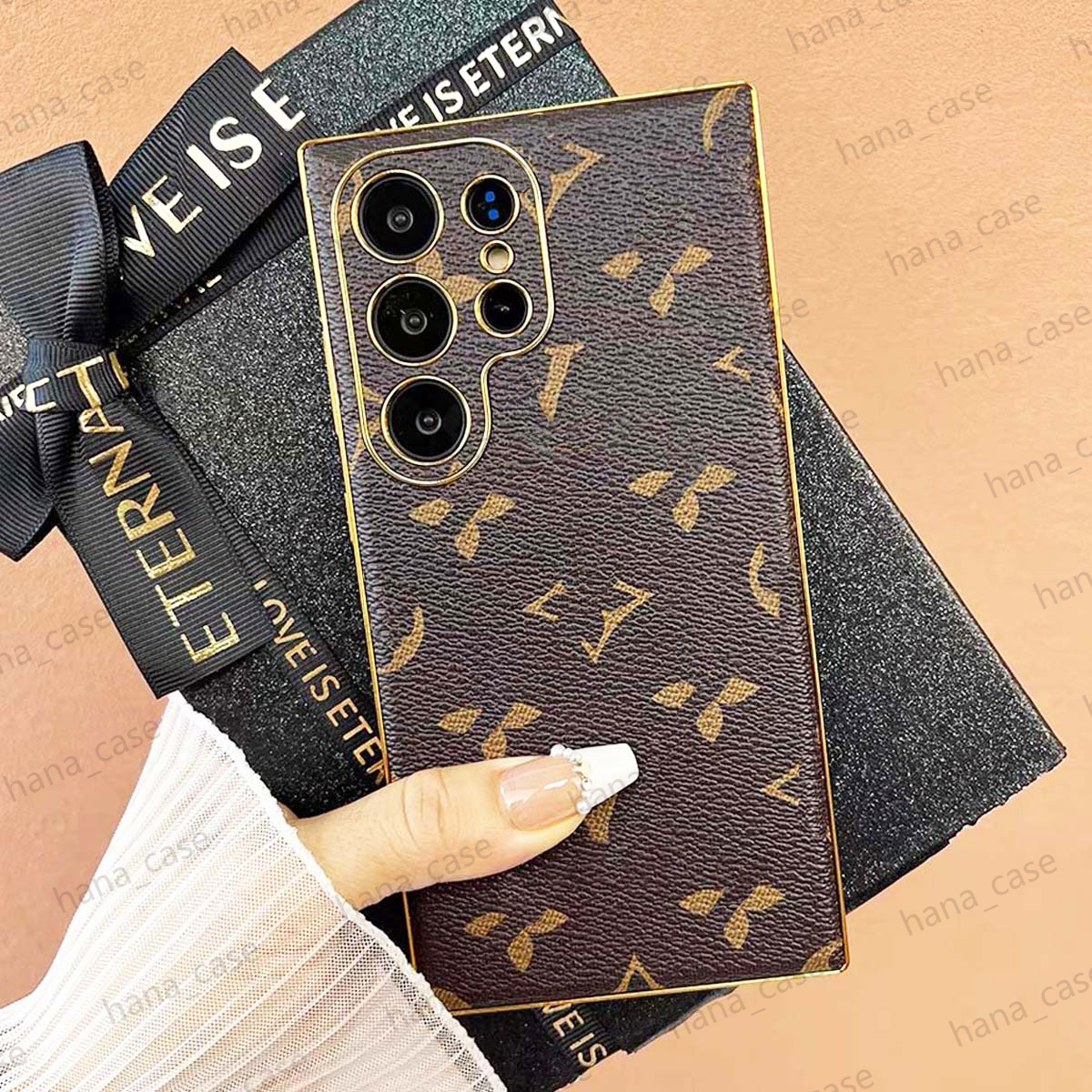 for Samsung Galaxy S25 Ultra Case Plating Side, S24 Ultra S23 S22 Ultra Luxury Phone Wallet Case Leather Slim Designer Phone Cover Good Grip Shockproof All Protection