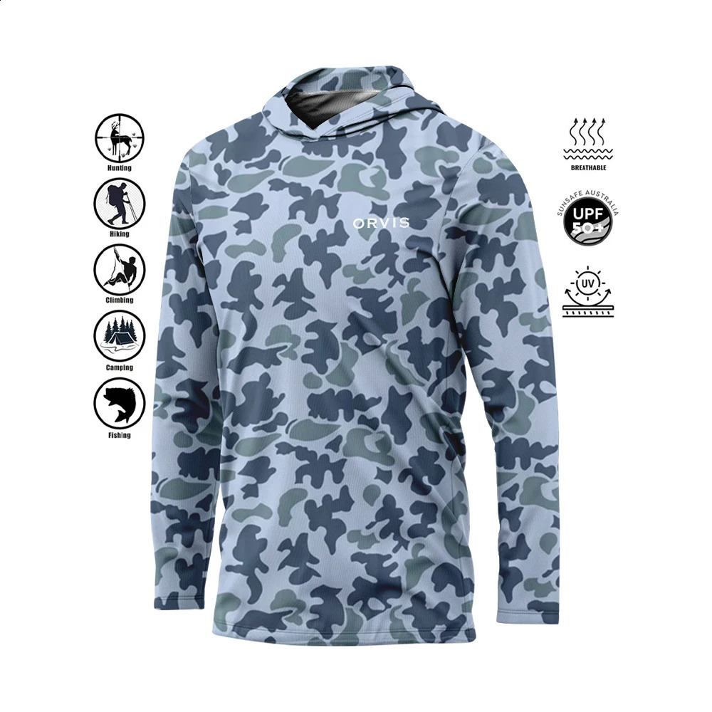 Quick drying UV fishing shirt thin and breathable outdoor hoodie mens ORVIS long sleeved performance 250327