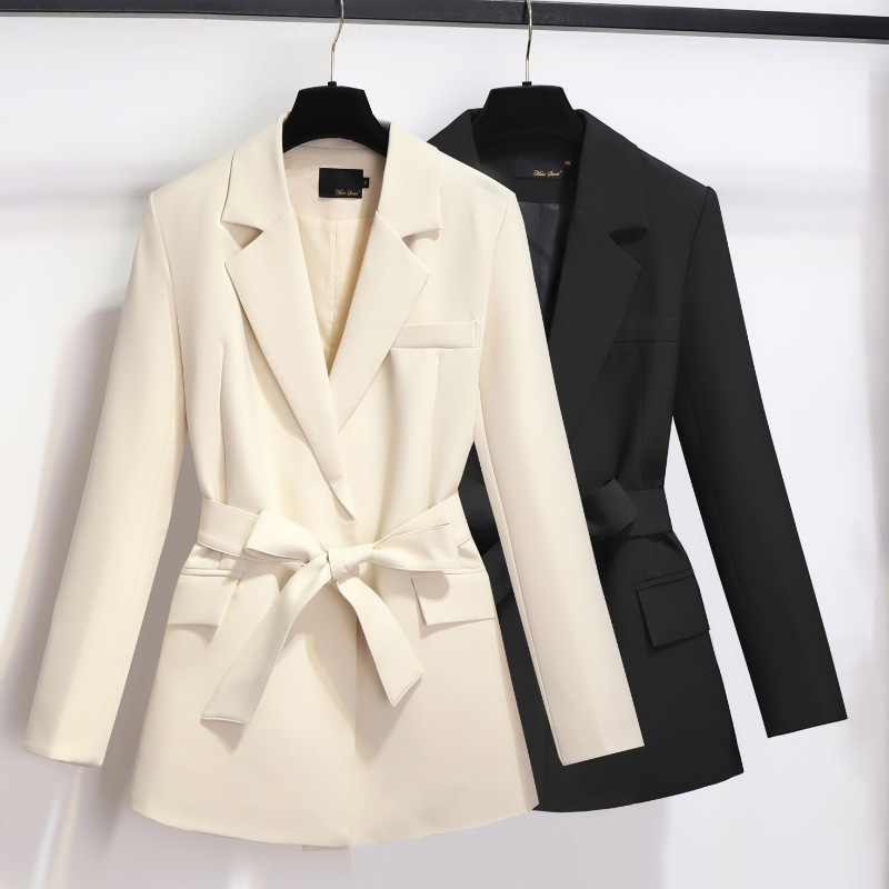 T327Casual Student-Friendly Women's Jackets with Belt Accent Trendy Retro Design