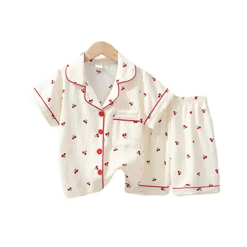 Girls Pajama Baby Capris Suit Clothes Summer Short Sleeve Homewear Children Family Outfits TopsPants 2PC 2-10T 250328